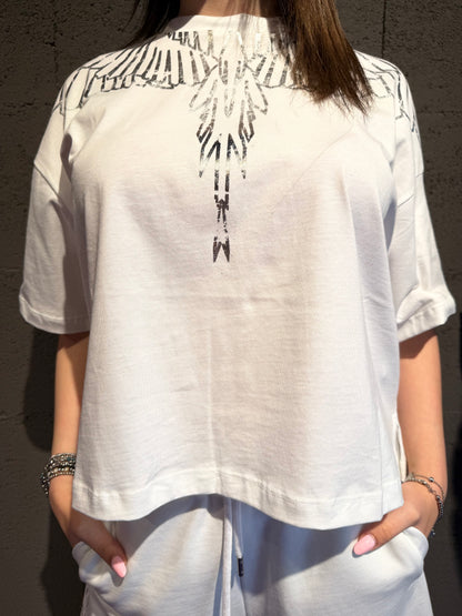 Maglia crop con stampa argento COUNTY OF MILAN art. 26ECM30115 colore bianco, nero