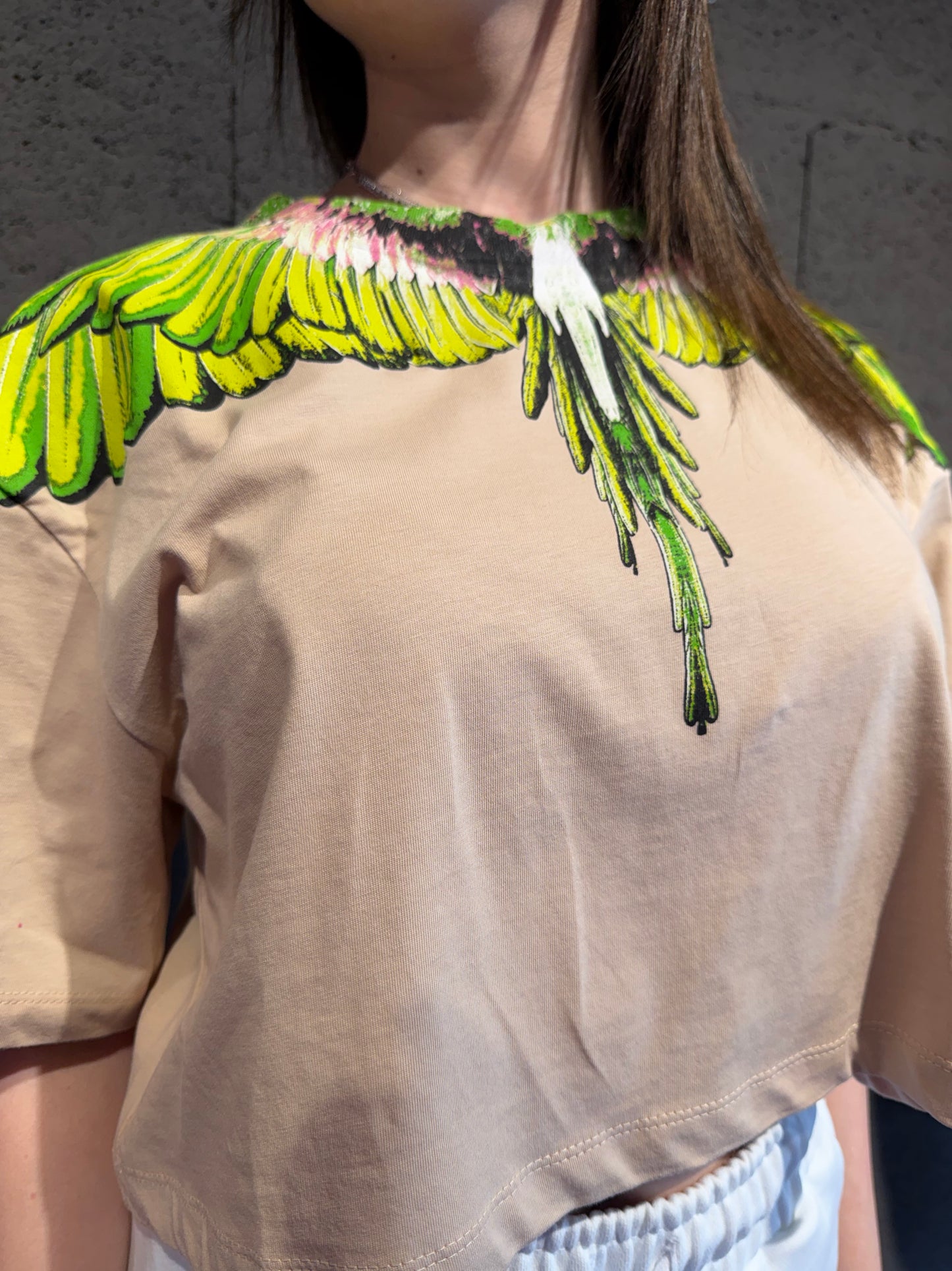 Maglia crop in jersey con stampa COUNTY OF MILAN art. 26ECM30122 colore bianco, grigio, nero, sabbia, rosa, fucsia, magenta
