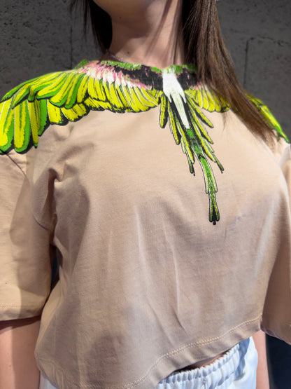 Maglia crop in jersey con stampa COUNTY OF MILAN art. 26ECM30122 colore bianco, grigio, nero, sabbia, rosa, fucsia, magenta