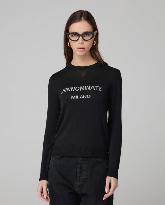 Maglione paricollo con intarsio in misto cashmere HINNOMINATE art. HMABW02155 colore nero