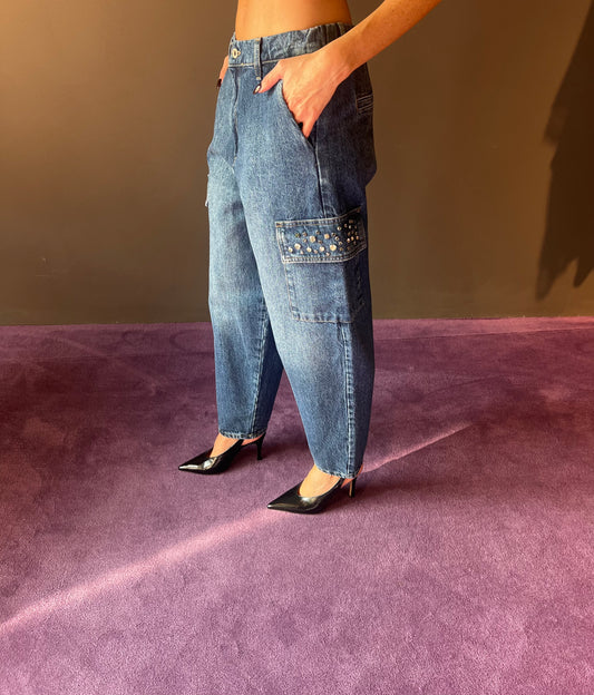 Cargo jeans con dettaglio tasche con pietre DIXIE art.P515Y129X colore jeans