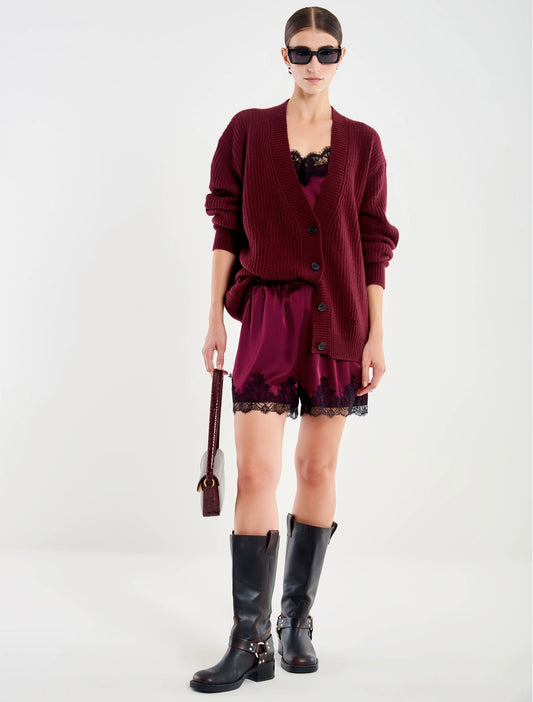 Short in raso con pizzo VICOLO art. TF1030 colore nero e bordeaux