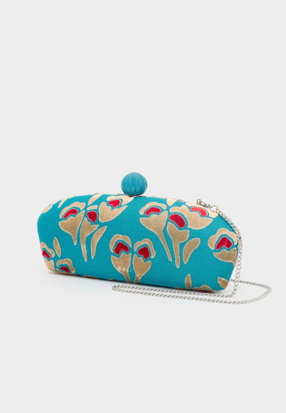 Clucth margot stampa florale in velluto NALI' art. LYPC0055 colore azzurro