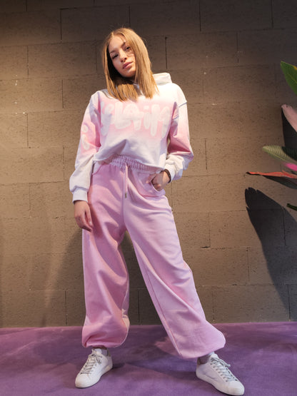 Pantalone laminato in felpa DISCLAIMER art. 26EDS55575 colore nero e rosa