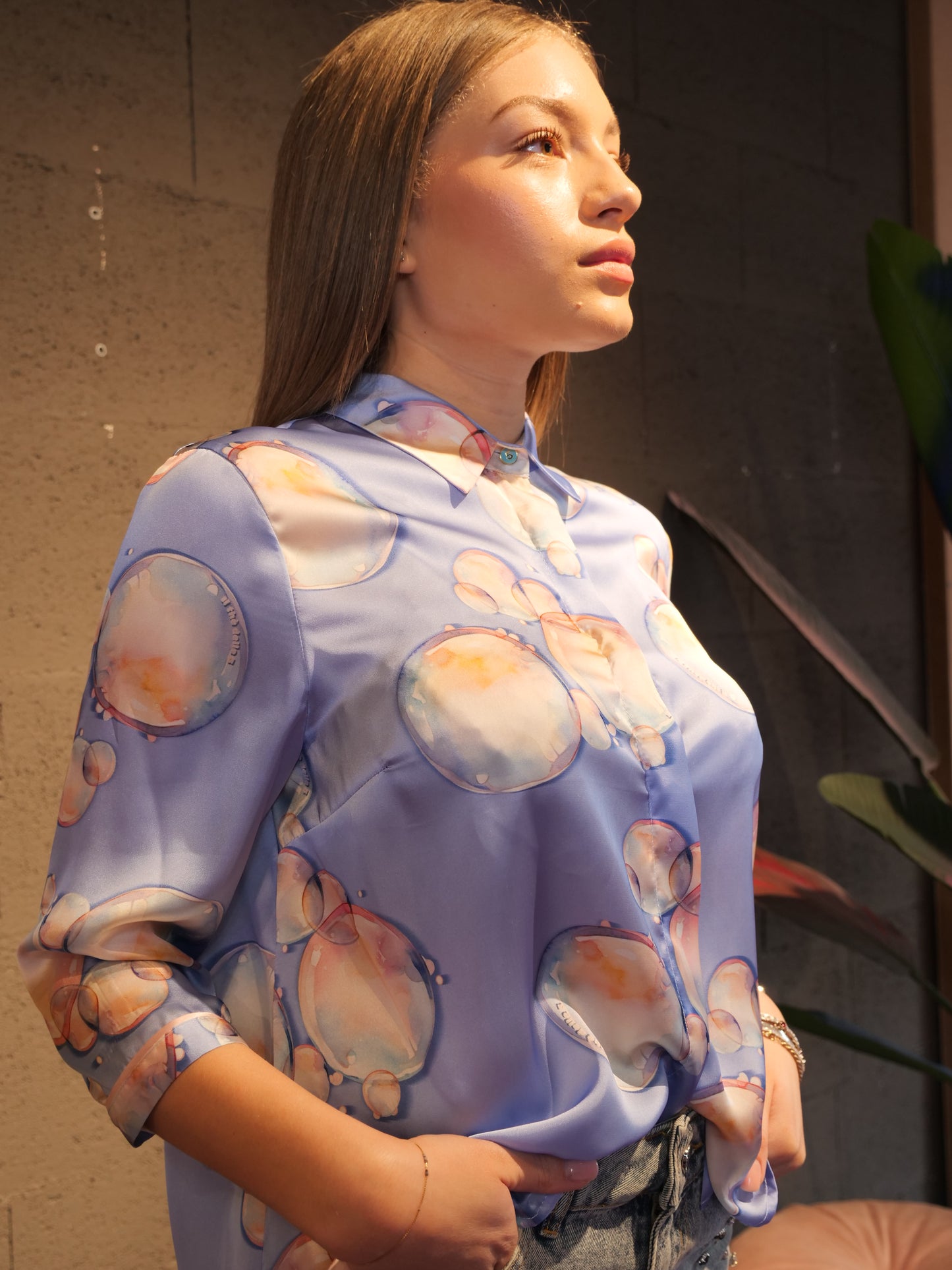 Camicia manica 3/4 con stampe IL THE' DELLE 5 art. SPOON 56ST colore rosso, nero, celeste, tiffany