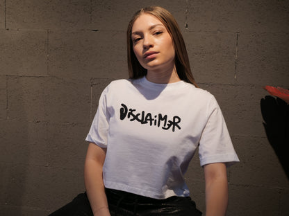 Maglia crop con logo con strass DISCLAIMER art. 26EDS55624 colore bianco