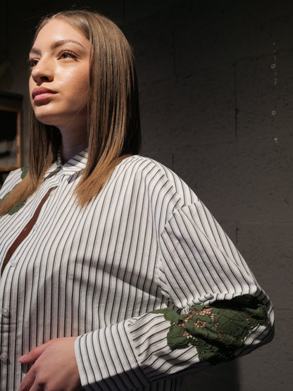Camicia rigata con ricamo CKS art. 312504 colore verde